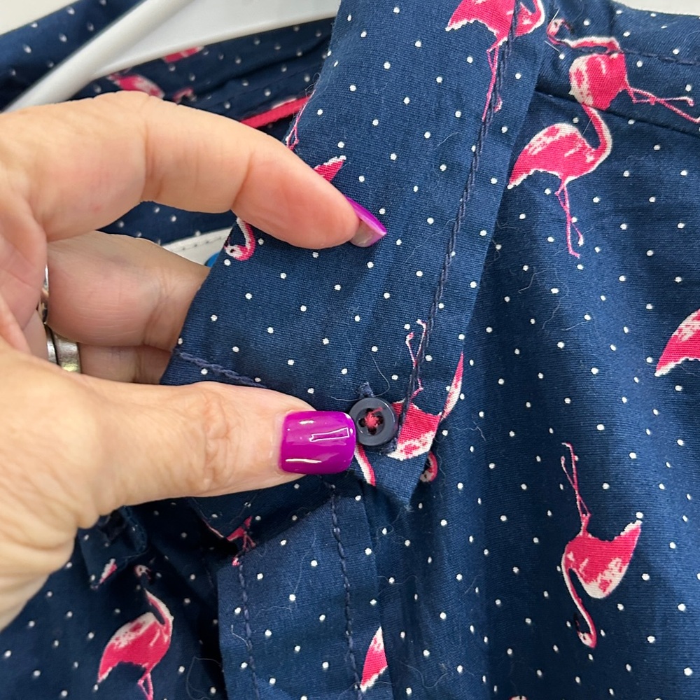 NWT Fresh Prints of Bel Air flamingo short-sleeve button-down shirt |Size Med - Picture 6 of 9